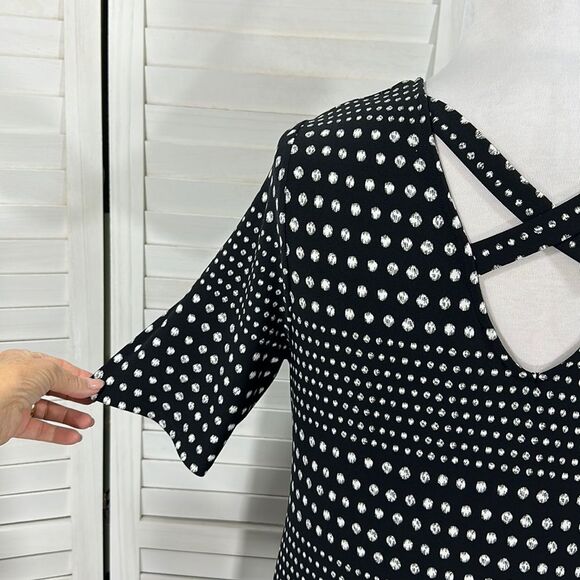 Chico's Dress Size 2 Large Polka Dot Criss Cross Pullover - Picture 10 of 12